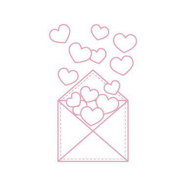 Yürekleri posta zarf sevimli vektör çizim.