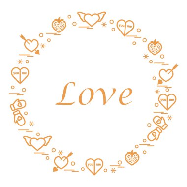 Sevimli vektör çizim ile farklı romantik sembolleri düzenlemek