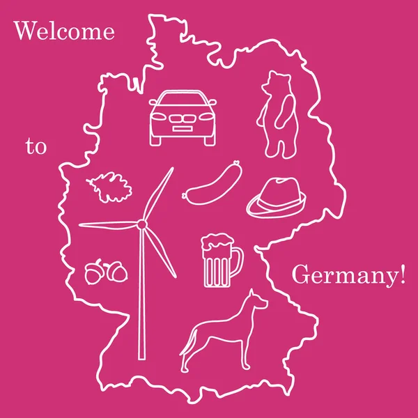 Illustration vectorielle avec divers symboles de l'Allemagne. Voyages et — Image vectorielle