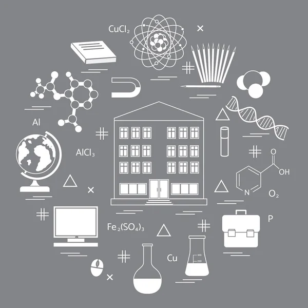 Vector illustration of variety scientific, education elements in — Stock Vector