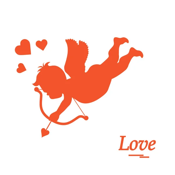 Schattig vectorillustratie: Cupido schiet een boog. Symbool van de liefde. — Stockvector