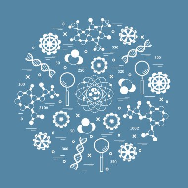 Stilize vektör simge çeşitli bilimsel, eğitim elemanları.