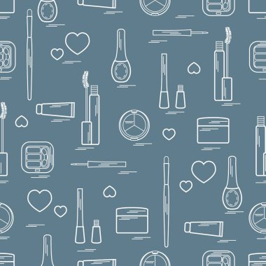 Dekoratif kozmetik ve ca çeşitli unsurların şirin desen