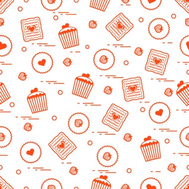 Şirin seamless modeli farklı romantik tatlılar. Aşk conce