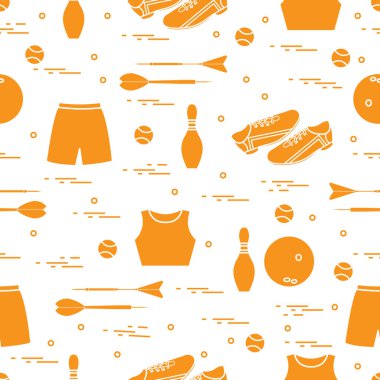 Spor için çeşitli ürünler ile Seamless modeli. Spor Tema.