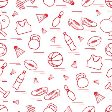 Spor konulu seamless modeli. Vektör çizim spor