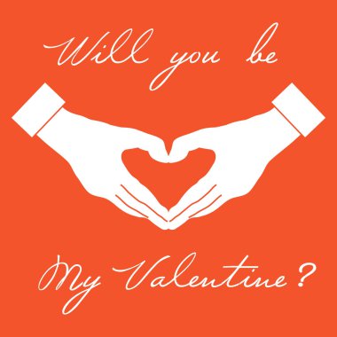 Sevimli vektör çizim: el kalp şekil verme. Aşk sembolü