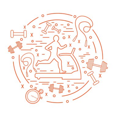 Bir koşu bandı üzerinde koşu adamın illüstrasyon vektör ve farklı