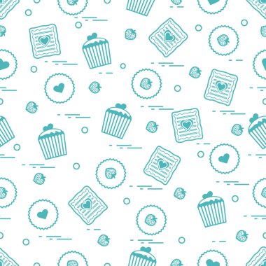 Şirin seamless modeli farklı romantik tatlılar. Aşk conce