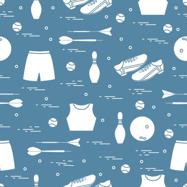 Spor için çeşitli ürünler ile Seamless modeli. Spor Tema.