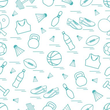 Spor konulu seamless modeli. Vektör çizim spor