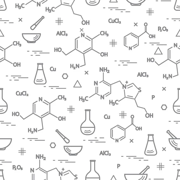 Naadloze patroon met verschillende wetenschappelijke, onderwijs-elementen: fl — Stockvector