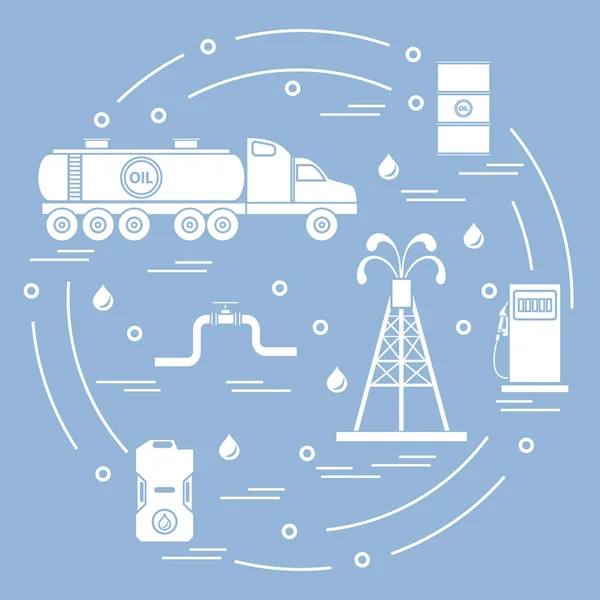 Ilustração do vetor bonito do petroleiro, equipamento para o óleo produ —  Vetores de Stock