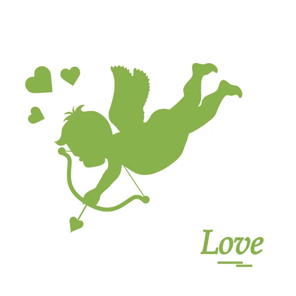 Graziosa illustrazione vettoriale: Cupido spara un arco. Simbolo amore . — Vettoriale Stock