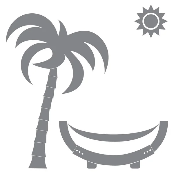 矢量图的棕榈树和太阳下的吊床. — 图库矢量图片