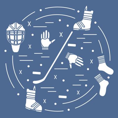 Hokey ve snowboard için çeşitli konularda vektör çizim