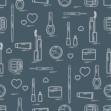 Dekoratif kozmetik ve ca çeşitli unsurların şirin desen