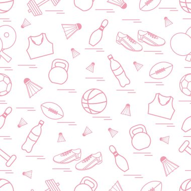 Spor konulu seamless modeli. Vektör çizim spor