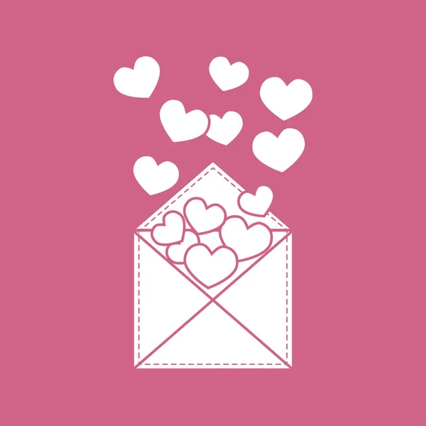 Cute vector illustration of postal envelope with hearts. — Stock Vector