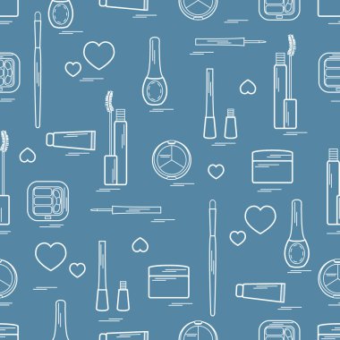 Dekoratif kozmetik ve ca çeşitli unsurların şirin desen