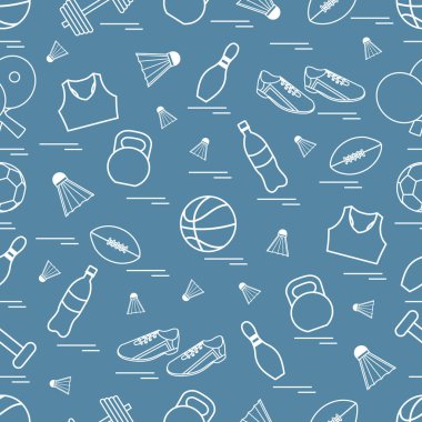 Spor konulu seamless modeli. Vektör çizim spor