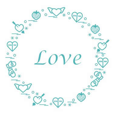 Sevimli vektör çizim ile farklı romantik sembolleri düzenlemek