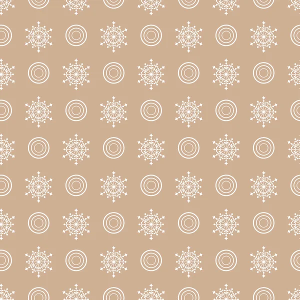 Winternahtloses Muster mit Schneeflocken und Kreisen. — Stockvektor
