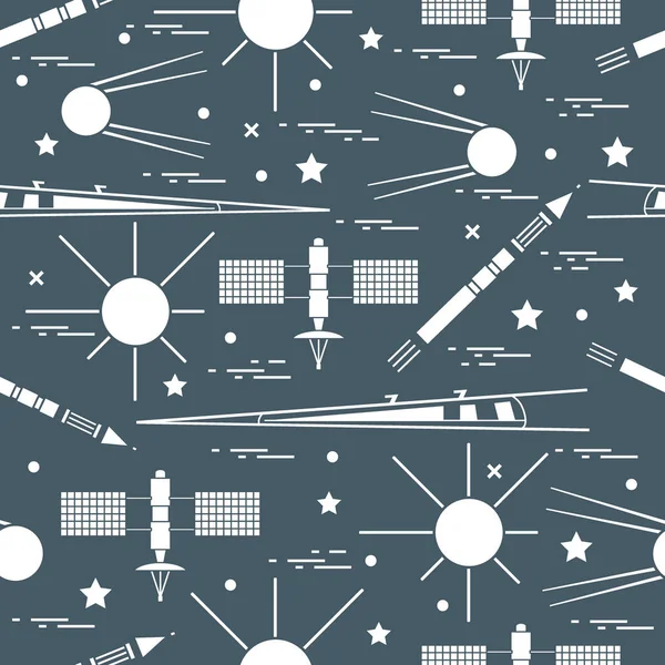 Padrão sem costura com elementos de exploração espacial variedade . —  Vetores de Stock