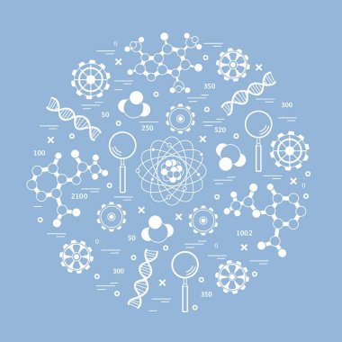 Stilize vektör simge çeşitli bilimsel, eğitim elemanları.