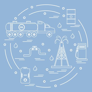 Sevimli vektör çizim petrol tankeri, petrol produ için donatım