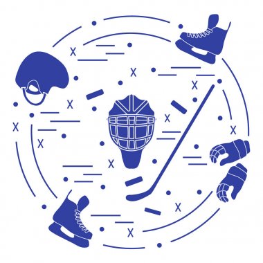 Hokey için çeşitli konularda vektör Illustration. IC dahil olmak üzere