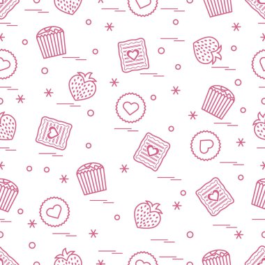 Şirin seamless modeli farklı romantik tatlılar. Aşk conce