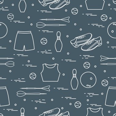 Spor için çeşitli ürünler ile Seamless modeli. Spor Tema.