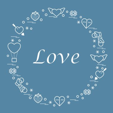 Sevimli vektör çizim ile farklı romantik sembolleri düzenlemek