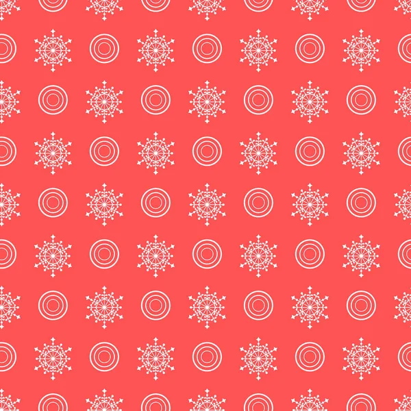 Winter seamless pattern with  snowflakes and circles. — Stock Vector