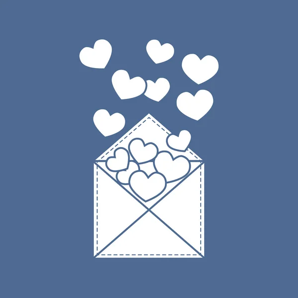 Ilustração vetorial bonito de envelope postal com corações . —  Vetores de Stock