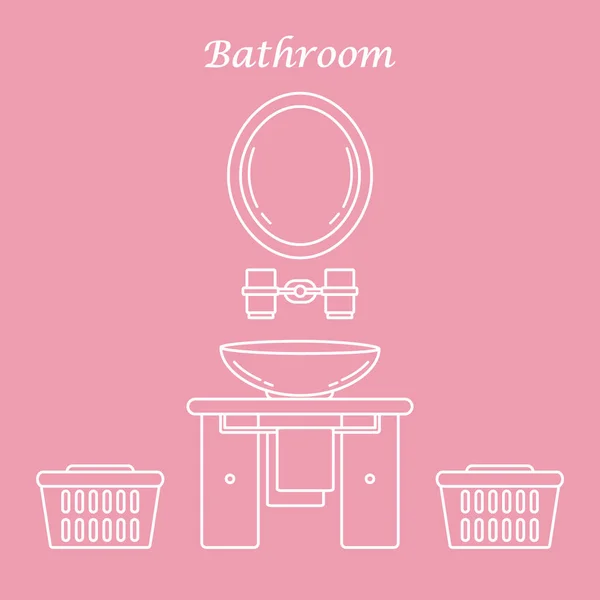 Cute vector illustration with variety bathroom elements: mirror, — Stock Vector