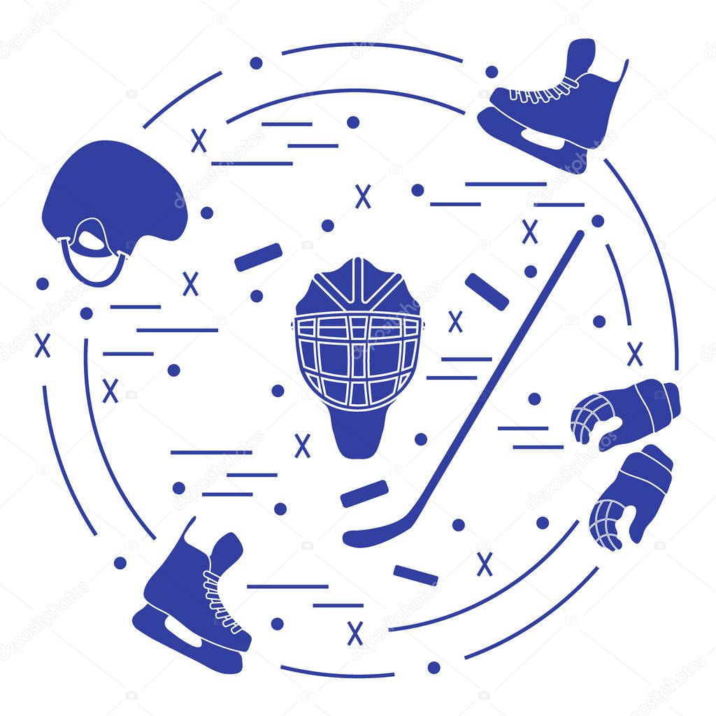 Vector illustration of various subjects for hockey. Including ic