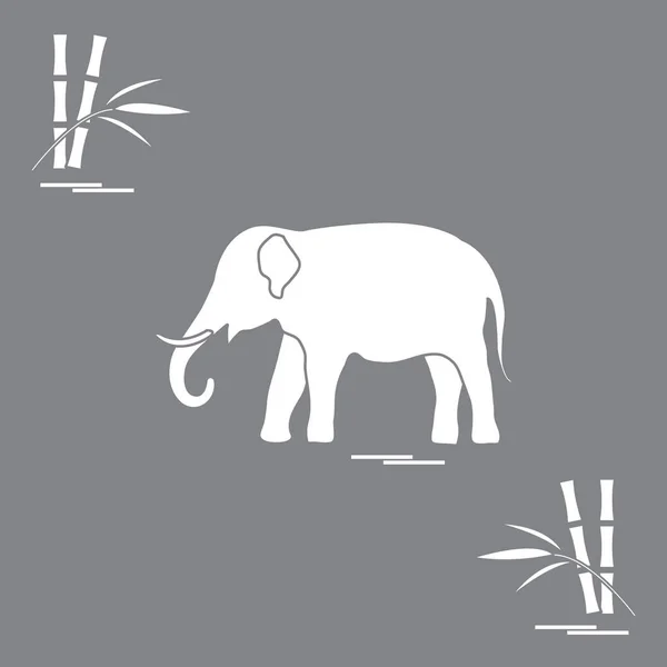 Stylized icon of elephant and bamboo. — Stock Vector