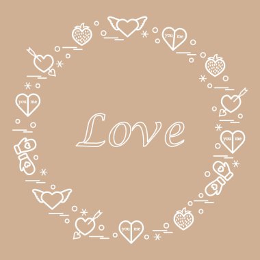 Sevimli vektör çizim ile farklı romantik sembolleri düzenlemek