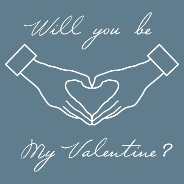 Sevimli vektör çizim: el kalp şekil verme. Aşk sembolü