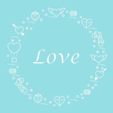 Sevimli vektör çizim ile farklı romantik sembolleri düzenlemek