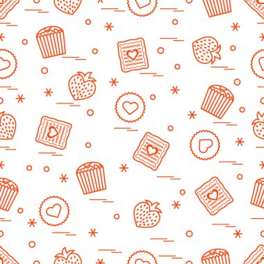 Şirin seamless modeli farklı romantik tatlılar. Aşk conce