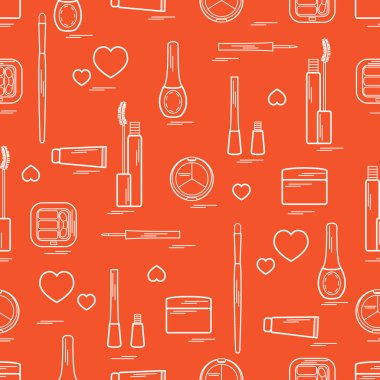 Dekoratif kozmetik ve ca çeşitli unsurların şirin desen