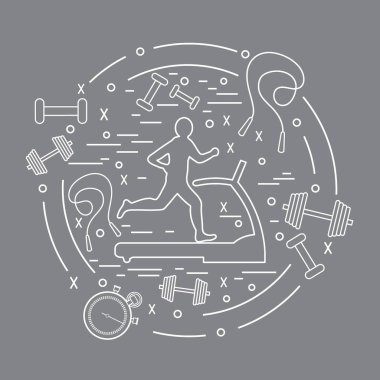 Bir koşu bandı üzerinde koşu adamın illüstrasyon vektör ve farklı