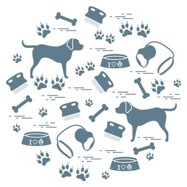 Bir CI düzenlenmiş köpek bakımı için sevimli vektör çizim ürünler