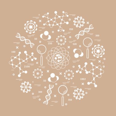 Stilize vektör simge çeşitli bilimsel, eğitim elemanları.