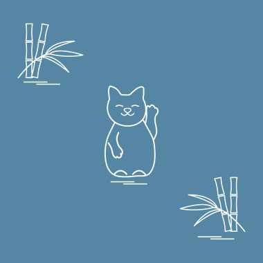 Japon şanslı kedi Maneki Neko stilize simgesi.