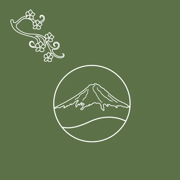 可爱的插图的樱花和富士山的分支. — 图库矢量图片