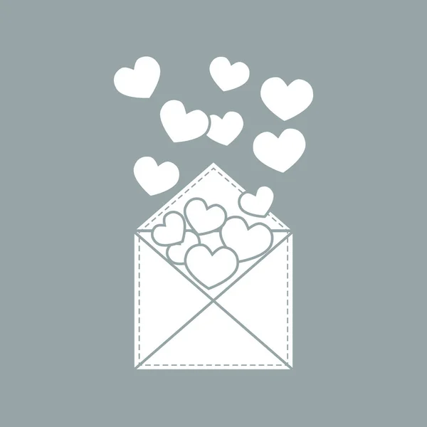 Lindo vector ilustración de sobre postal con corazones . — Archivo Imágenes Vectoriales